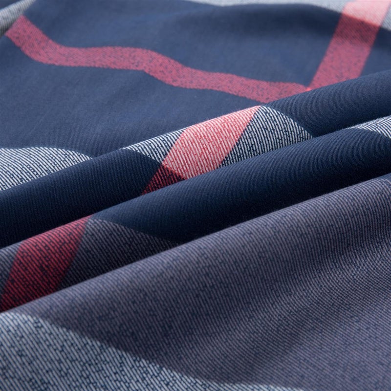 CLOTHKNOW Blue Plaid Twin/Twin XL Comforter Set 3Pcs Tartan Bedding Comforter Sets All Season Geometric Grid Comforters Buffalo Comforter with 2 x Pillow Cases - Image 5